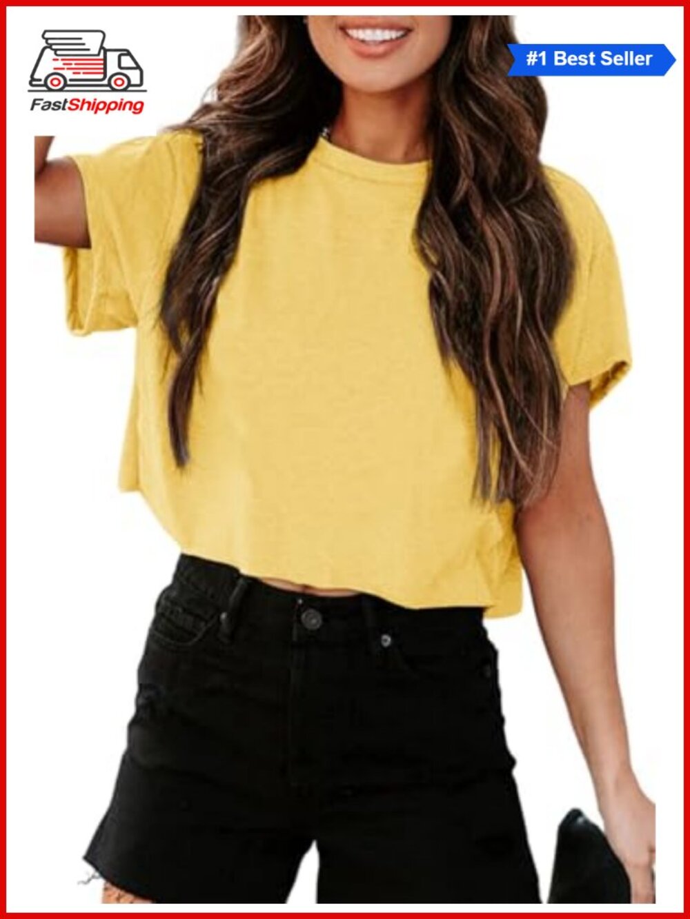 ✨Tankaneo Women Short Sleeve Cropped T-Shirt Crew Neck Summer Basic Tee
